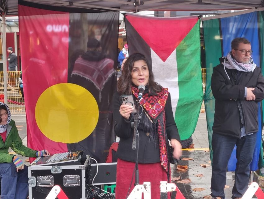 Samah Sabawi speaks in Naarm/Melbourne, June 8