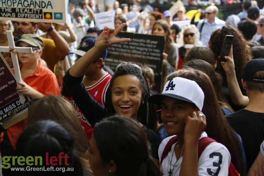 Stop Black Deaths In Custody rally, Perth Aptil 15, 2016.