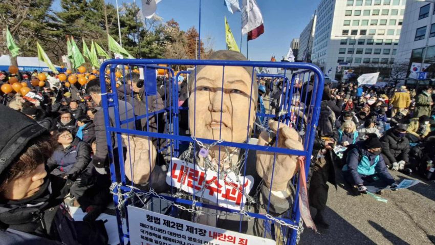 protesting in South Korea