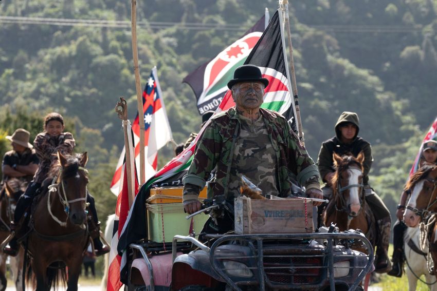 Renowned Māori militant, Tame Iti, playing himself in the hard-hitting film Muru