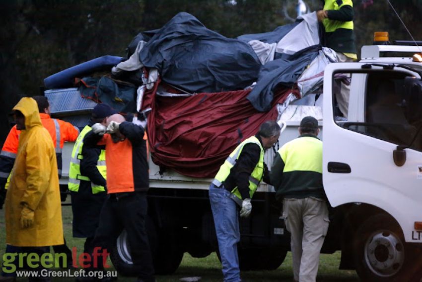 Truckloads of valuable equipment was taken.