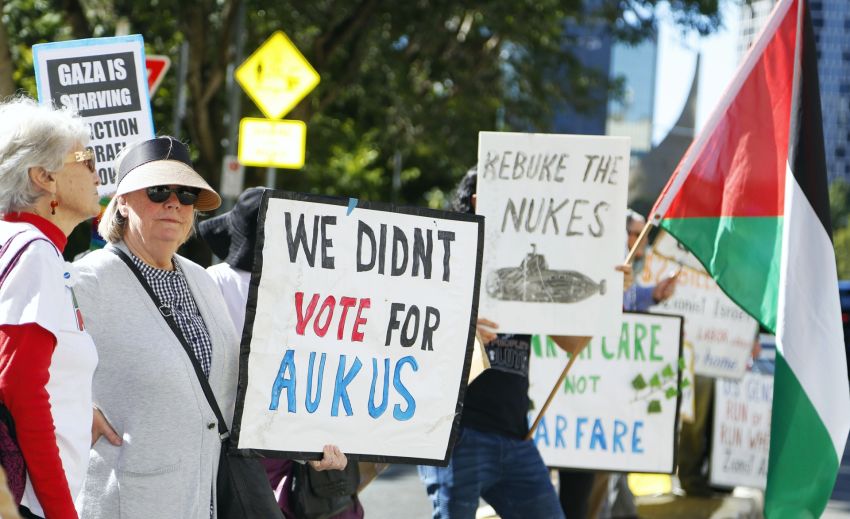 Magan-djin/Brisbane protest against US wars on Gaza, Iran, July 4
