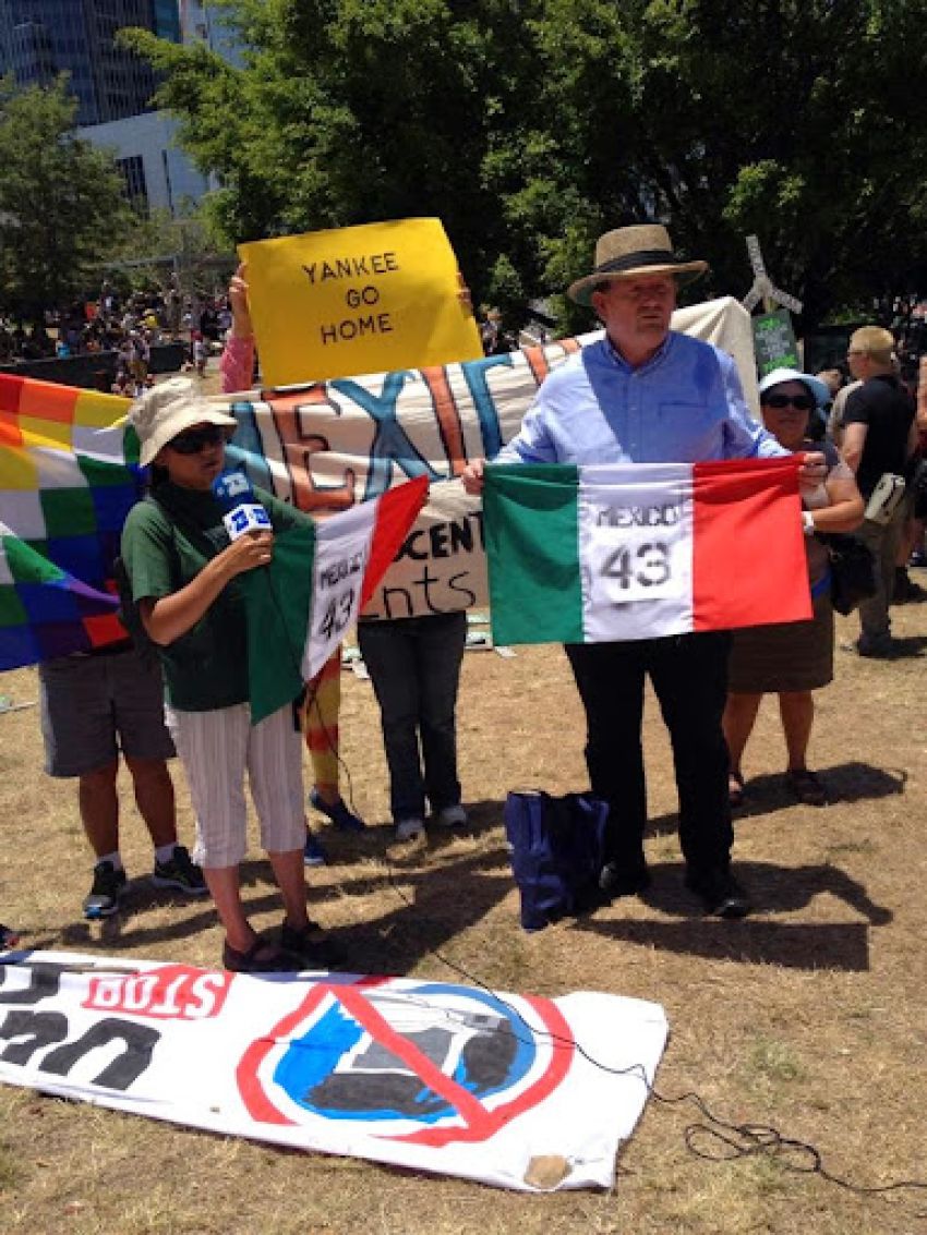 Yankee Go Home placard, G20 economic forum protests, Brisbane 2014.