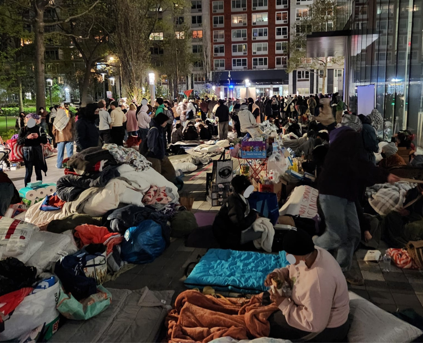 students camp out for Palestine at NYU