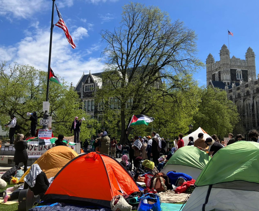 students camp out for Palestine at CUNY