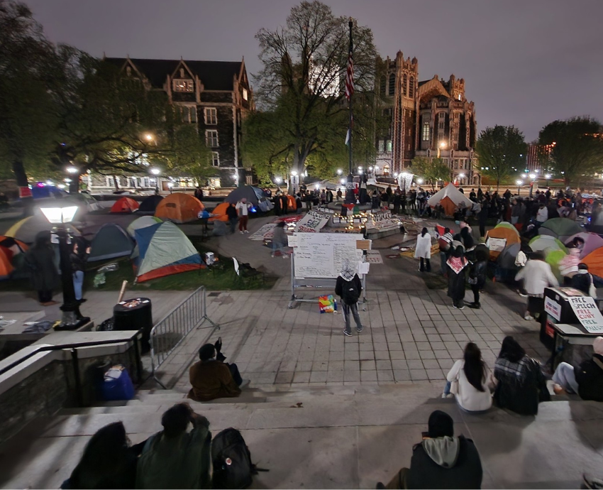 students camp out for Palestine at CUNY