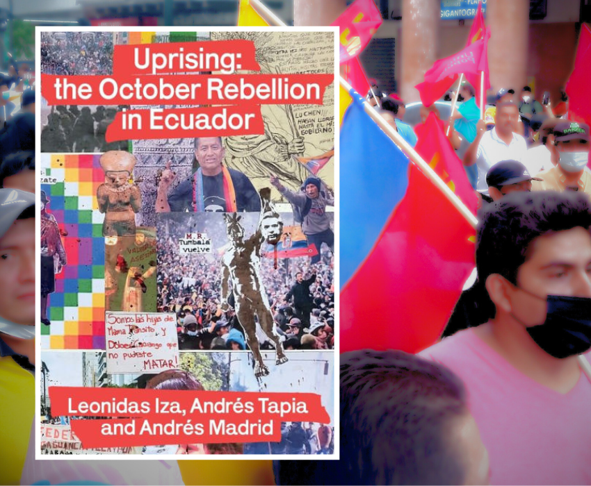 book cover with background image of protest