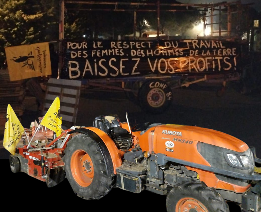 tractor with banner