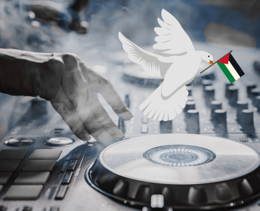 DJ deck with dove of peace 