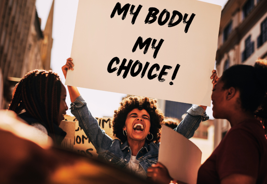 woman with placard