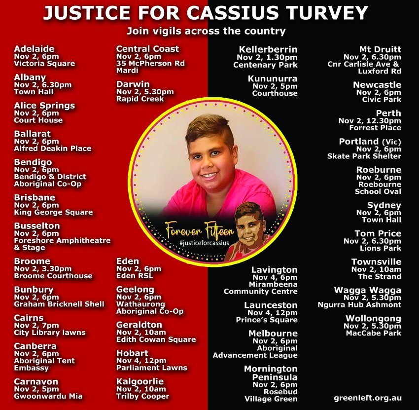 Cassius Turvey vigils across the country