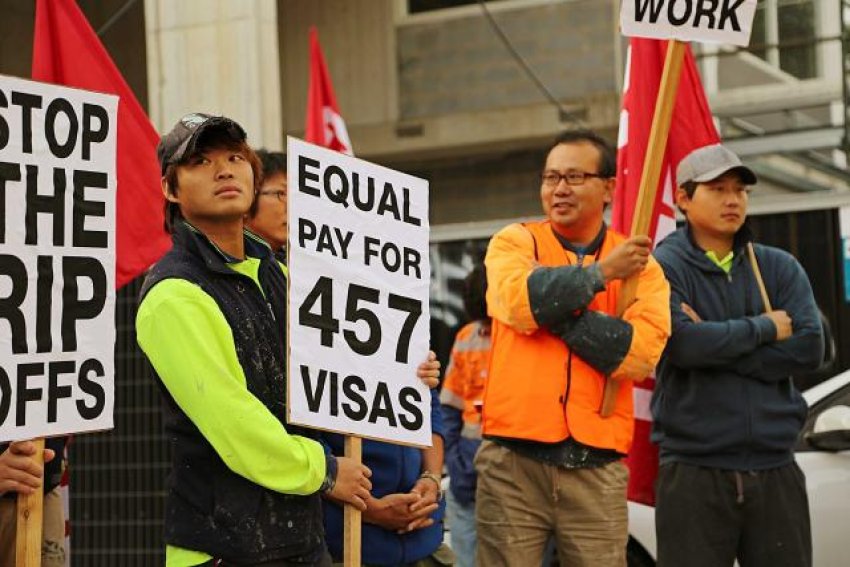 Migrant workers protesting