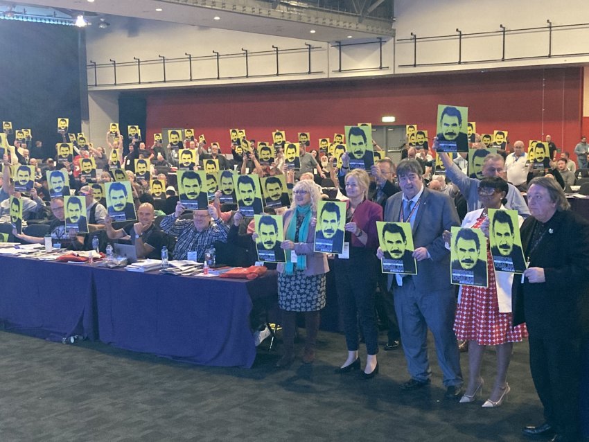 Britain's Unite union policy conference delegates say #freedomforOcalan