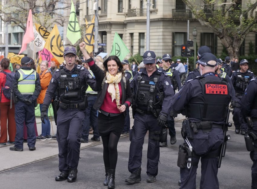 An Extinction Rebellion protest in Melbourne on October 8