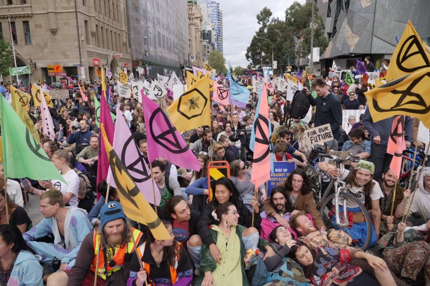 An Extinction Rebellion protest in Melbourne on October 7. 