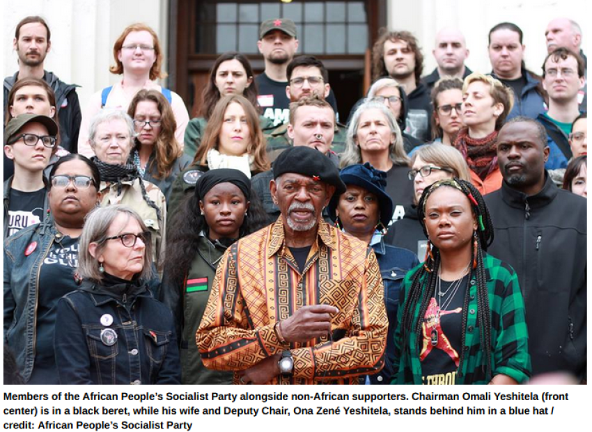 Members and supporters of the APSP following the raids in St Louis, Missouri. Photo: APSP