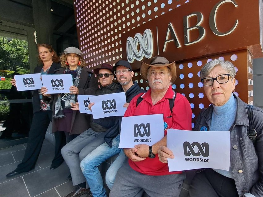Disrupt Burrup Hub activists protest the ABC