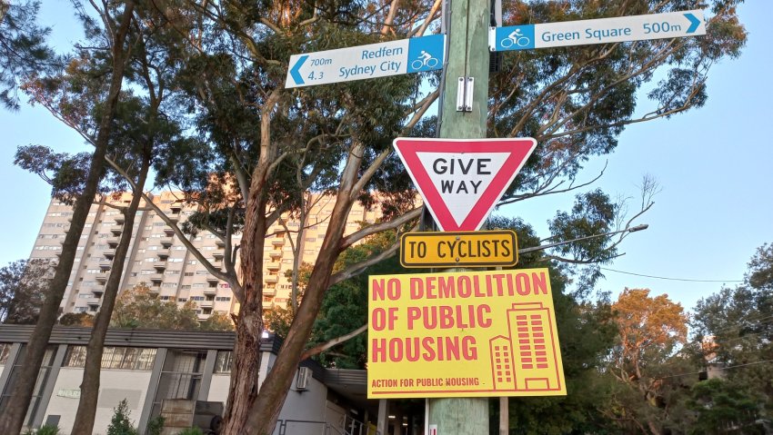 Signs up around Waterloo and Redfern