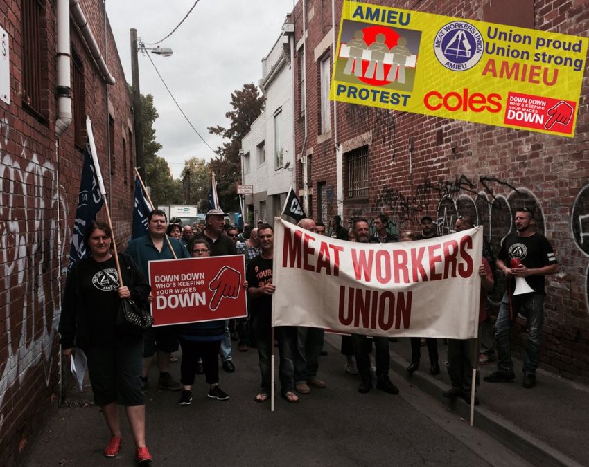 Coles workers rallying in Richmond