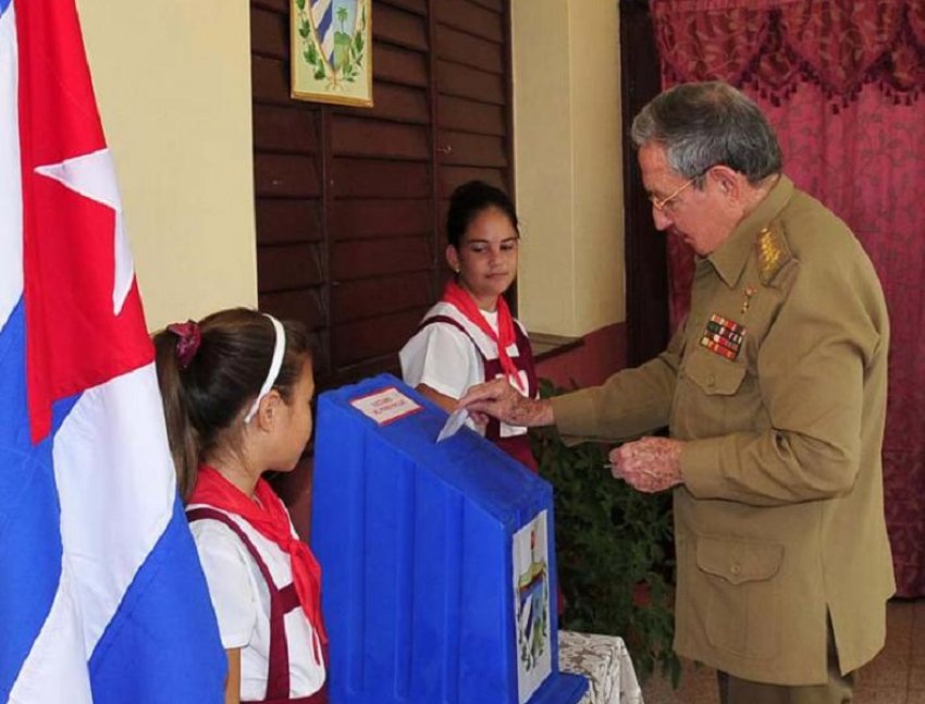 Cuban President Raul Castro casts his ballot