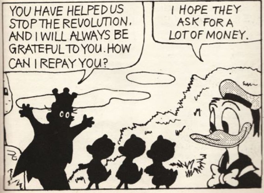 Donald Duck helping stop a revolution