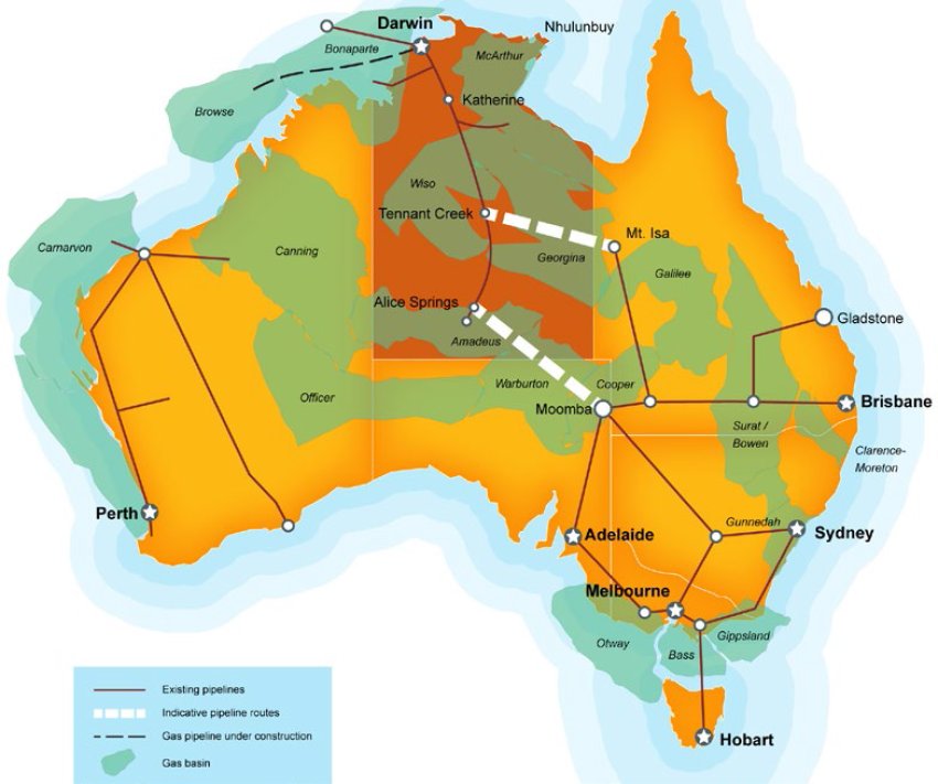 Proposed gas pipeline in the Northern Territory