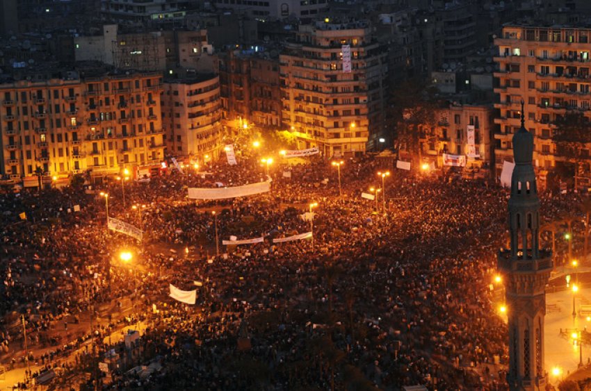 Protesters in Tahrir Square, Cairo, which has been occupied since January 25.