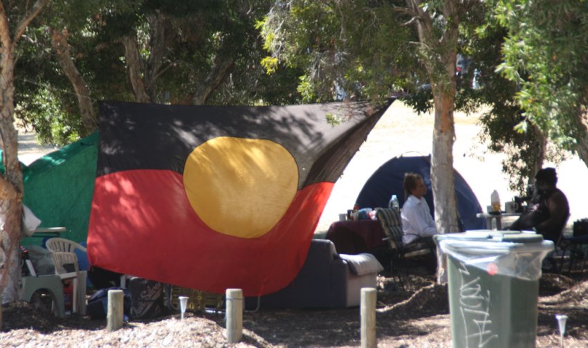 Aboriginal Flag at the Nyoongar Tent Embassy