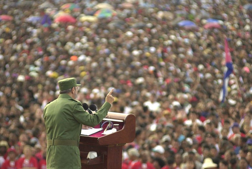 Fidel Castro addressing a rally