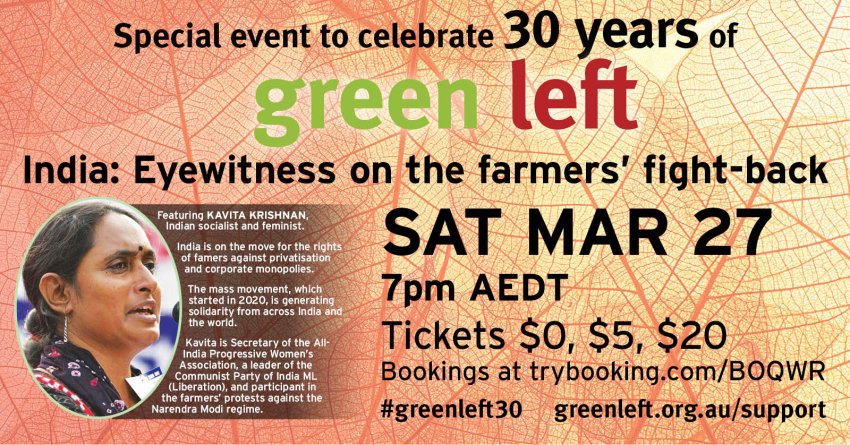 Green Left 30th anniversary event March 27 2021