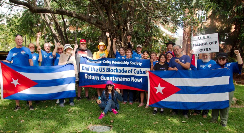 Australia-Cuba Friendship Society volunteers launch the campaign on June 3
