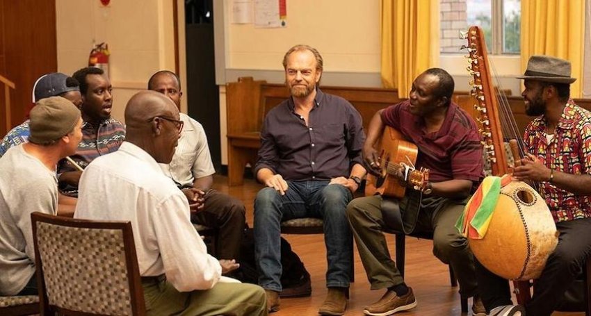 Hugo Weaving and Andrew Luri experiencing the healing quality of music in Hearts and Bones