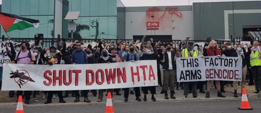 Activists shut down the HTA factory in Campbellfield