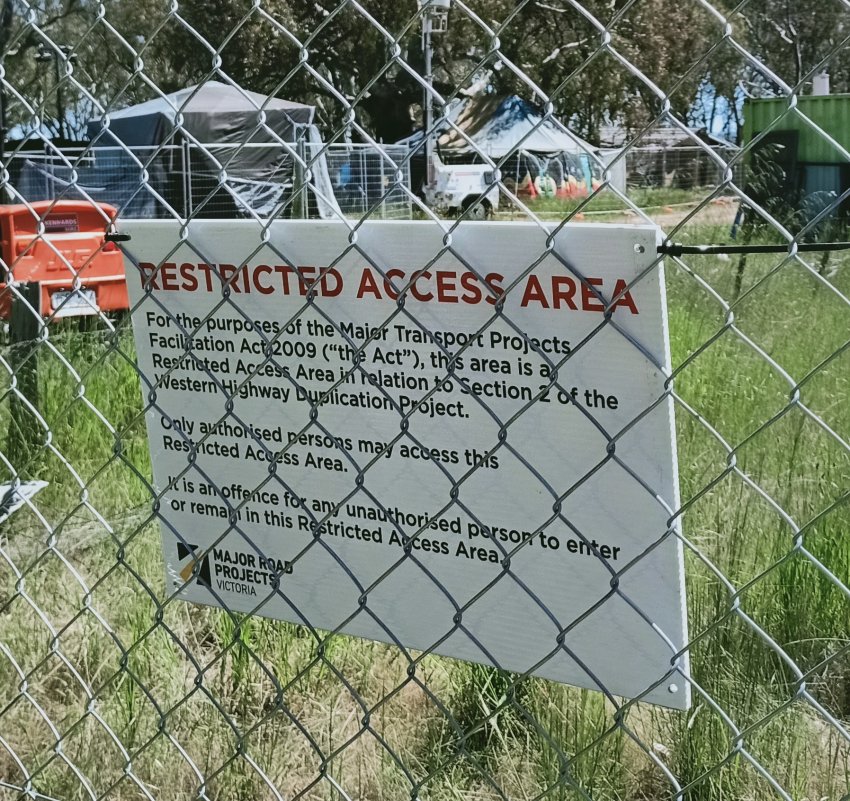 Sign warning visitors not to enter the site. Photo: Alex Milne
