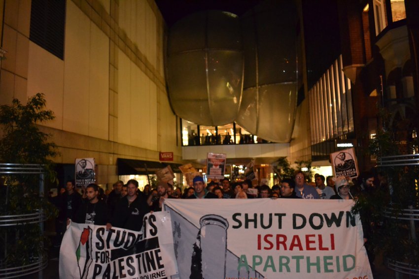 Protest calling for a boycott of Max Brenner stores, Melbourne, July 30.