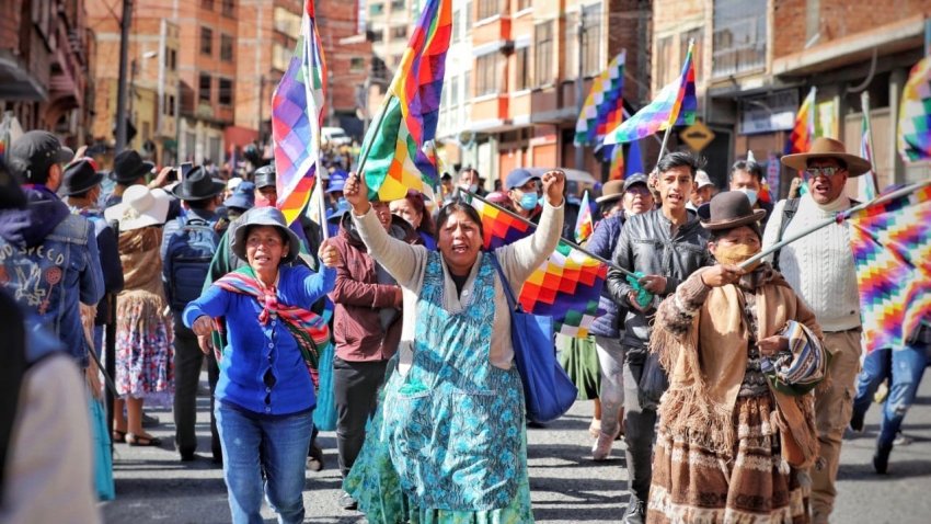 Movilización oficialista en Bolivia el 25 de agosto