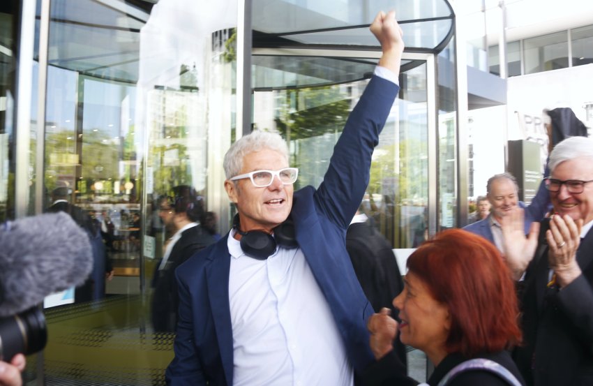 David McBride arrives at court to a hero's welcome