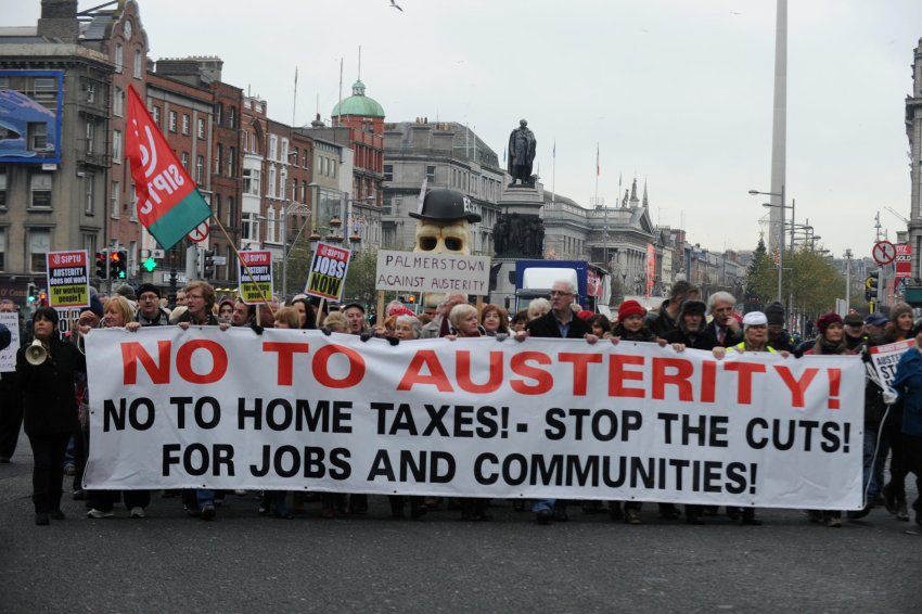November 2012 march in Dublin against the post-financial crisis austerity (Credit: AFP Photo | Barry Cronin)