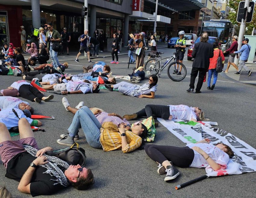 die-in at perth rally