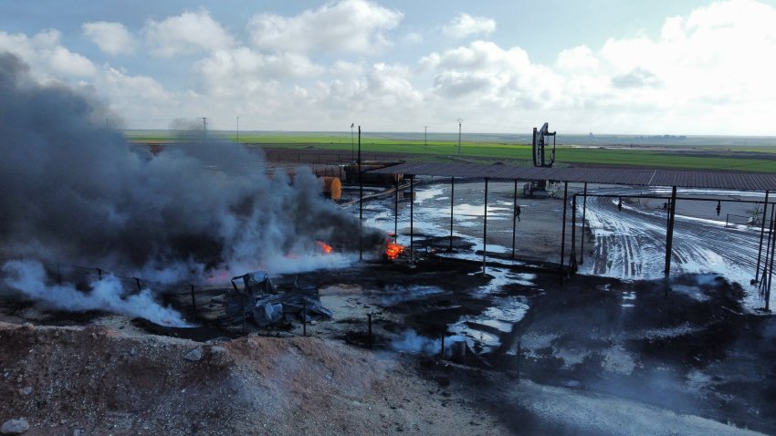 bombed oil facility
