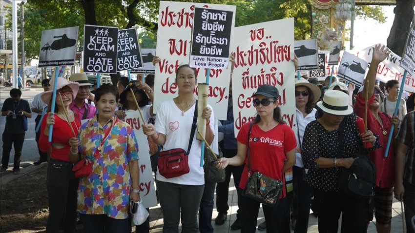 Protest against coup regime in Thailand