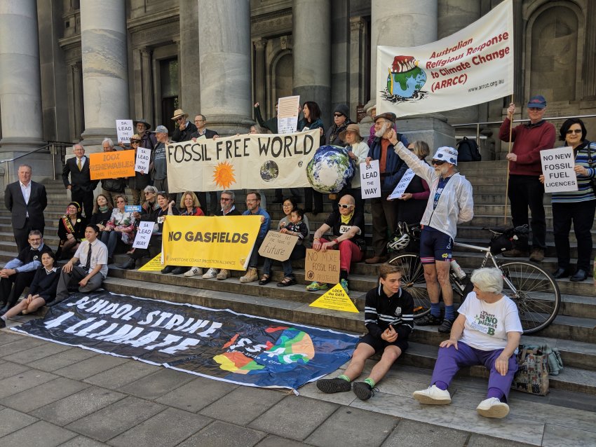 A protest for a ban on new fossil fuel projects, SA parliament, October 19