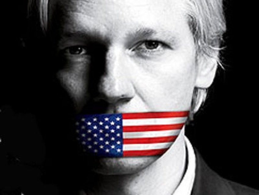 Julian Assange gagged.