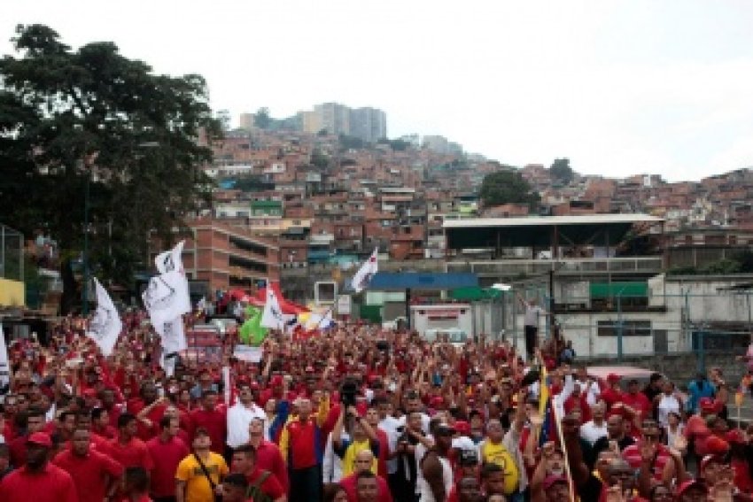 Supporters of the Bolivarian revolution march in Caracas, January 23.