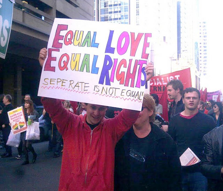 Equal marriage rights rally, August 15, Sydney.