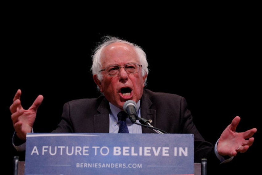 Bernie Sanders addressing supporters