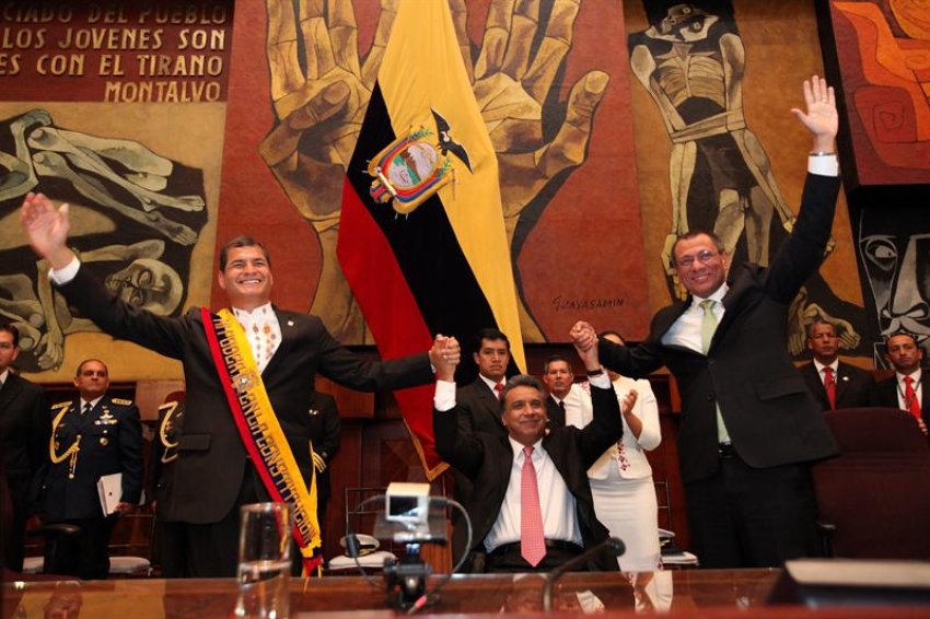 Rafael Correa, Lenin Moreno and Jorge Glas