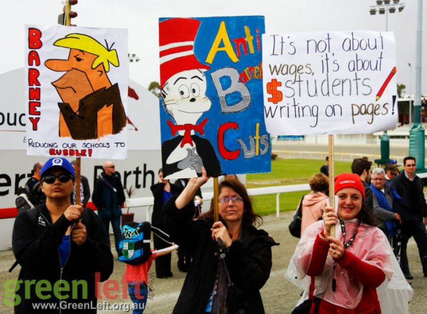 Funny placards at rally against education cuts
