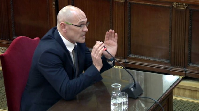 Former Catalan foreign minister Raül Romeva giving evidence (Credit: Avui)