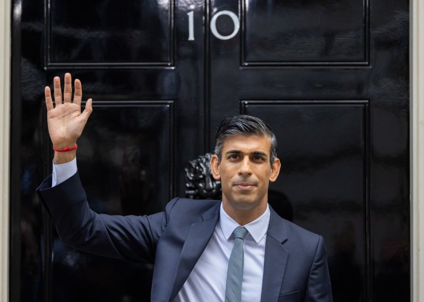 British Prime Minister Rishi Sunak in front of Number 10 Downing Street